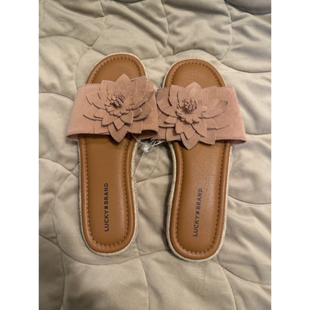 Lucky Brand Pinita Suede Flower Slide Sandals Size 9